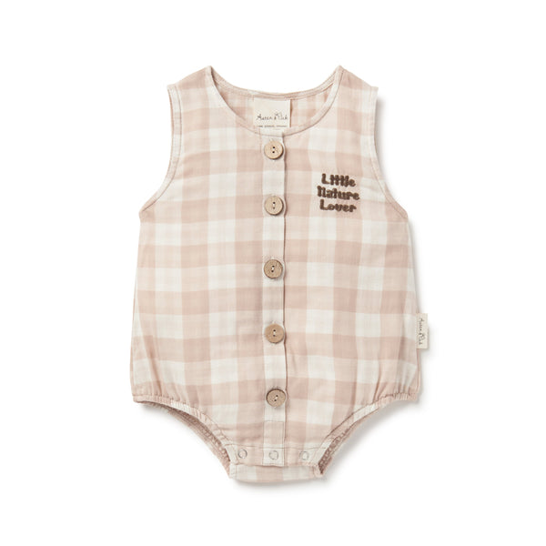 Aster & Oak gingham bubble romper available from www.thecollectivenz.com