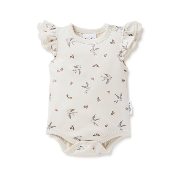 Aster & Oak swallow flutter onesie available from www.thecollectivenz.com