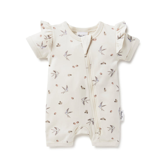 Aster & Oak swallow zip romper available from www.thecollectivenz.com