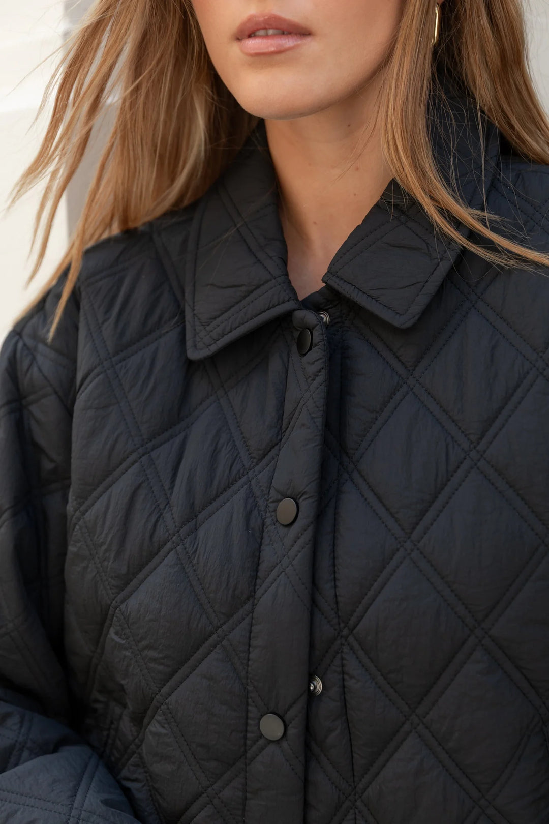 Absolute Black Collared Quilted Puffer Jacket