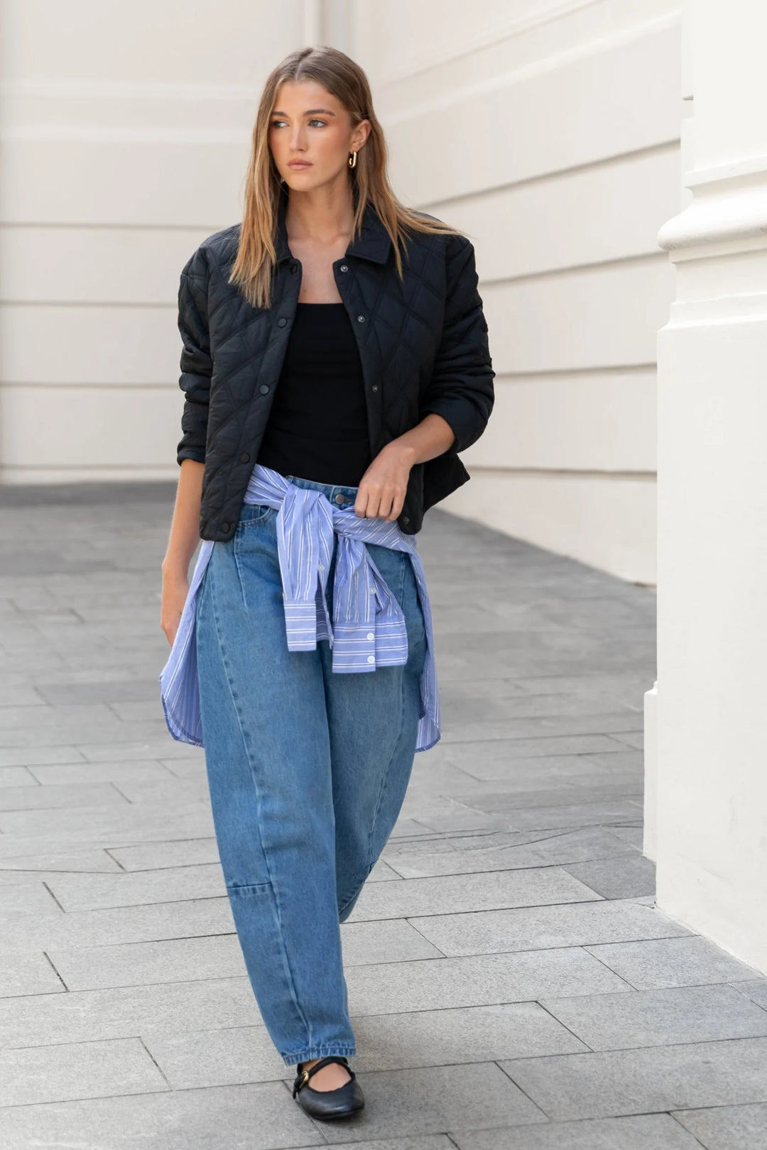 Absolute Black Collared Quilted Puffer Jacket