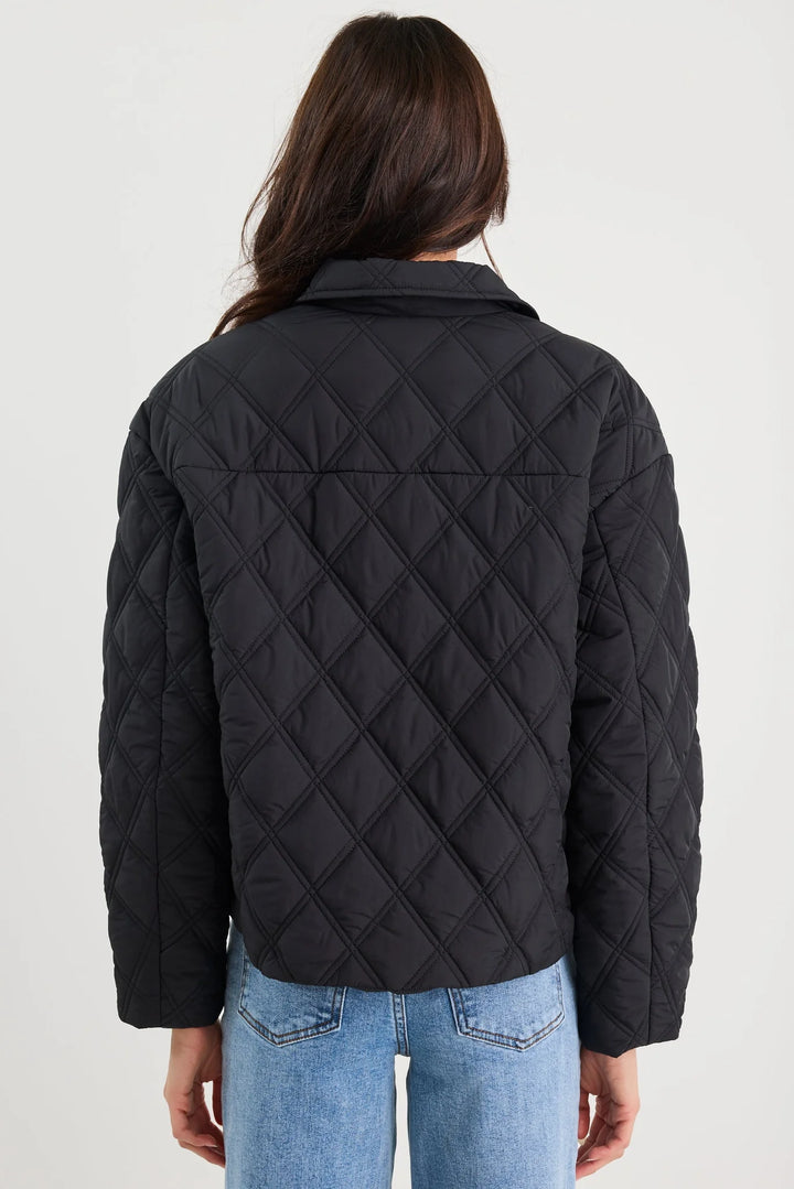 Absolute Black Collared Quilted Puffer Jacket