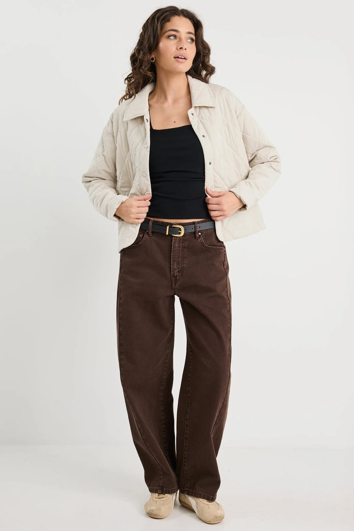 Absolute Putty Collared Quilted Puffer Jacket