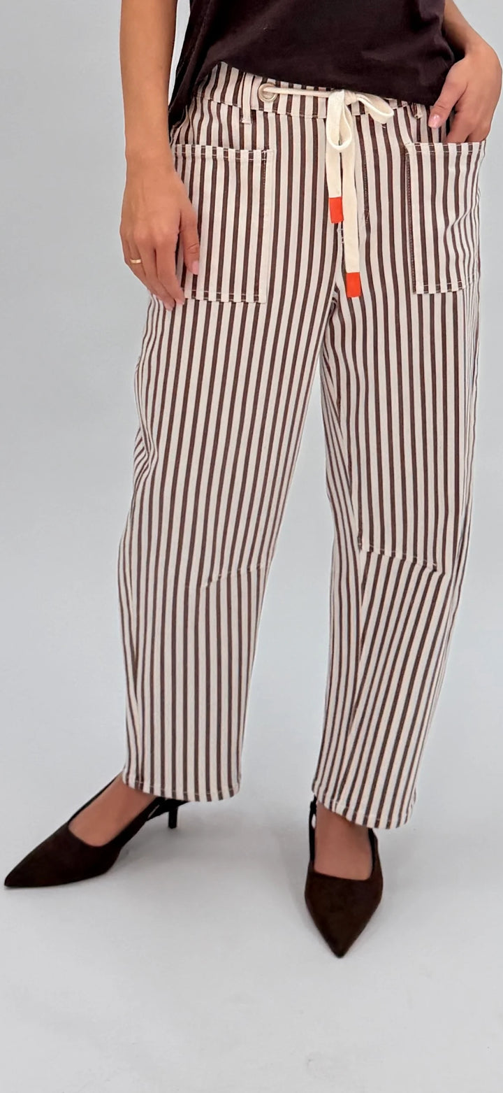 Monaco Carter Barrel Jeans - Chocolate Stripe