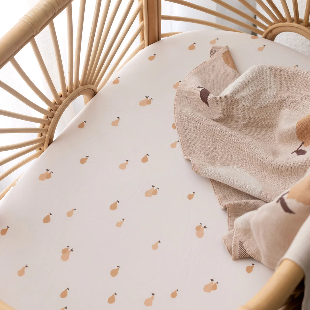 Golden Pears Fitted Cot Sheet | Fox & Fallow