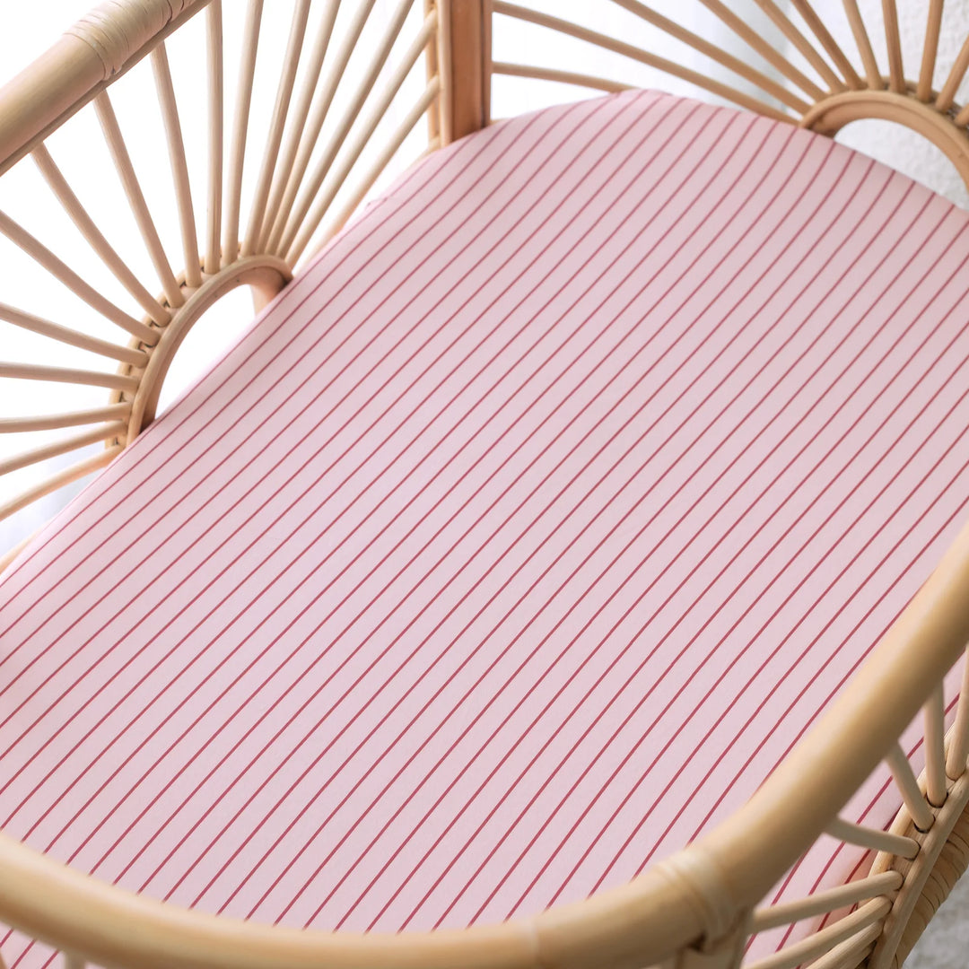 Strawberry Stripe Fitted Cot Sheet | Fox & Fallow