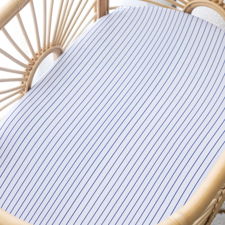 Navy Stripe Fitted Cot Sheet | Fox & Fallow