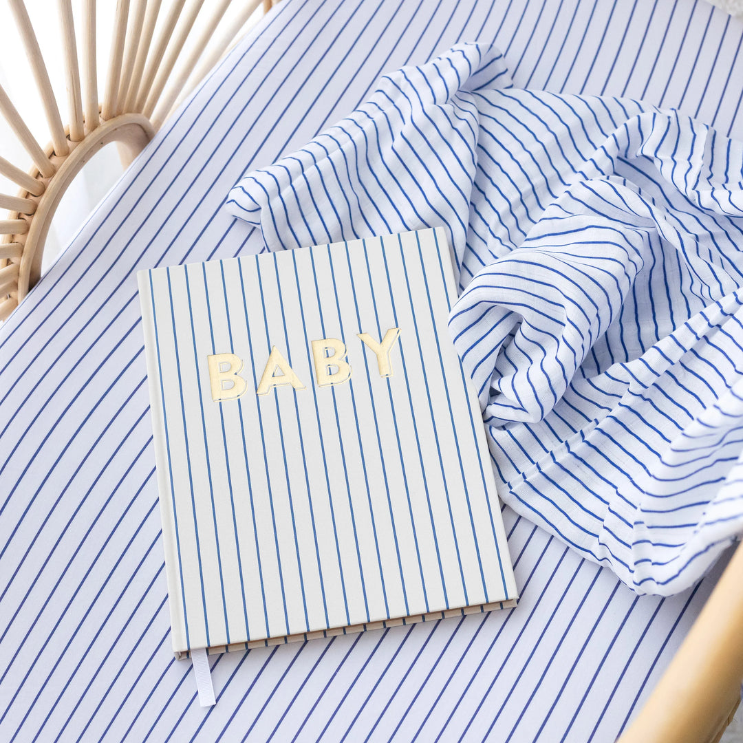 Navy Stripe Fitted Bassinet Sheet/Change Pad Cover | Fox & Fallow