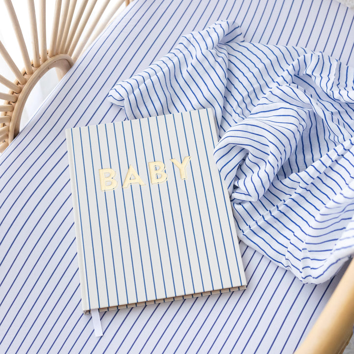 Navy Stripe Fitted Bassinet Sheet/Change Pad Cover | Fox & Fallow