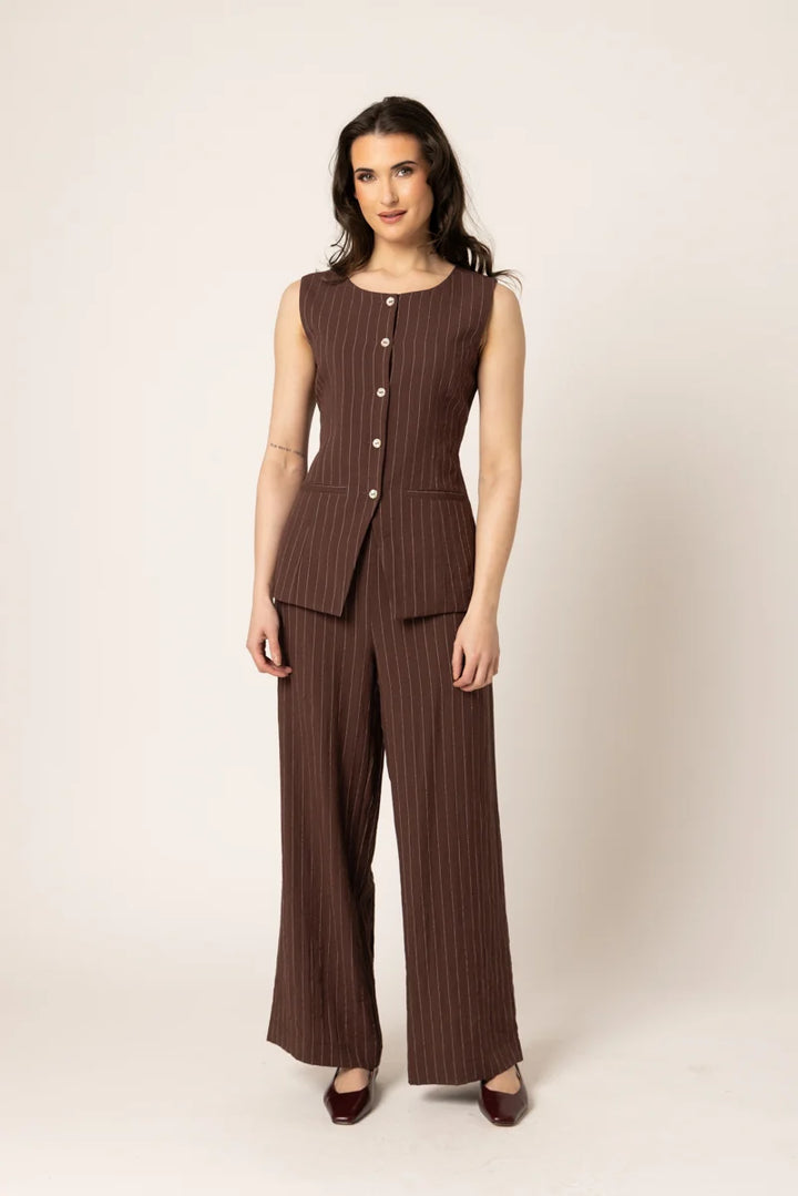 Continuity Pant Cocoa Stripe | Billie The Label