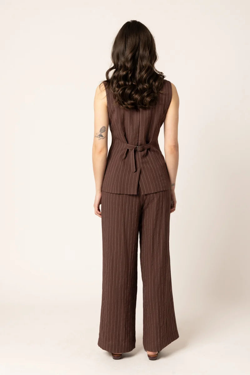 Continuity Pant Cocoa Stripe | Billie The Label