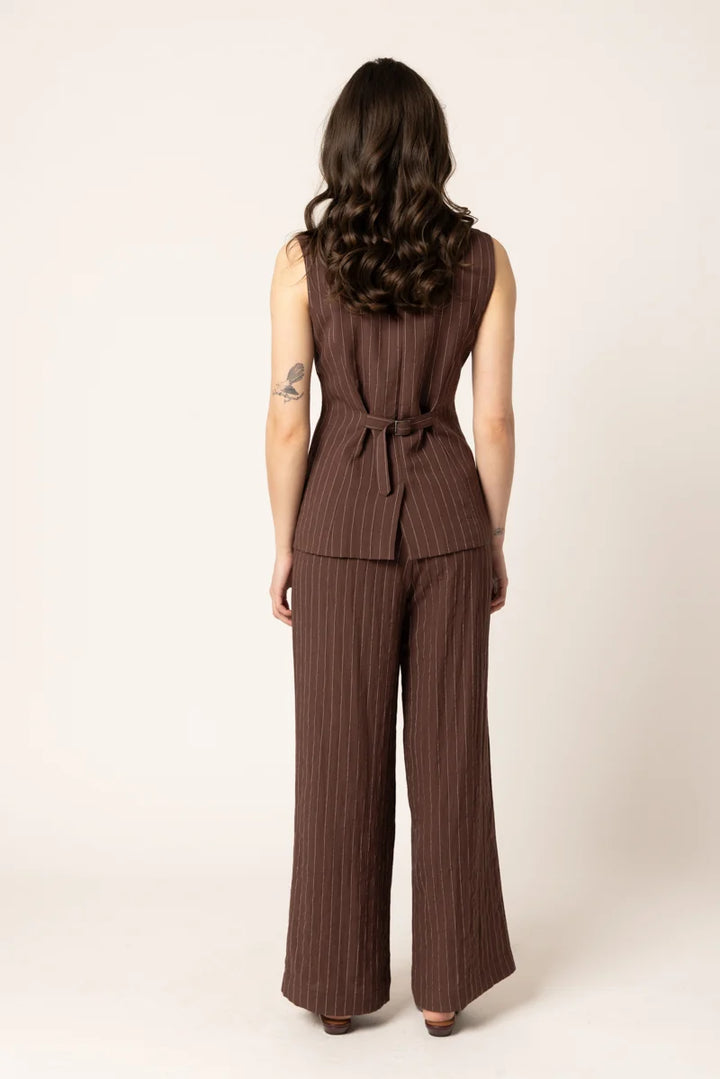 Continuity Pant Cocoa Stripe | Billie The Label