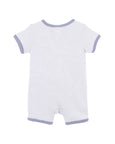 Bebe White baby romper with blue stripes on a white background