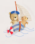 Bebe Teddy bear with a sailboat and another bear on a white background