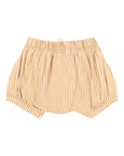 Bebe Yellow and white striped baby bloomers on a white background