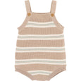 Bebe Striped baby romper with brown and beige tones on a white background