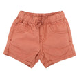 Bebe Rust  shorts with an elastic waistband on a white background