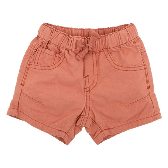 Bebe Rust  shorts with an elastic waistband on a white background