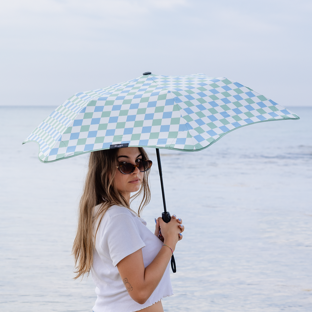 Made for rain or shine, the BLUNT Metro UV Umbrella has a special blackout canopy that provides a UPF rating of 50+, perfect for those seeking protection from the sun, available from www.thecollectivenz.com