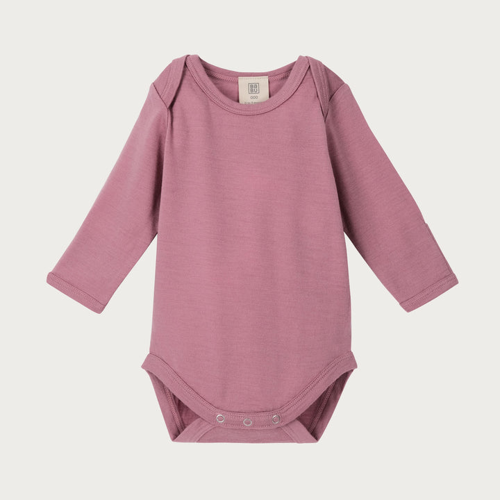 Babu Long-Sleeved Merino Bodysuit is an essential layette wardrobe staple available from www.thecollectivenz.com