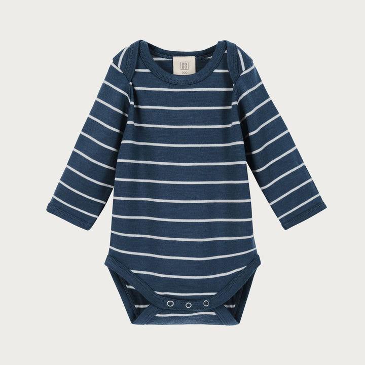 Babu Long-Sleeved Merino Bodysuit is an essential layette wardrobe staple available from www.thecollectivenz.com