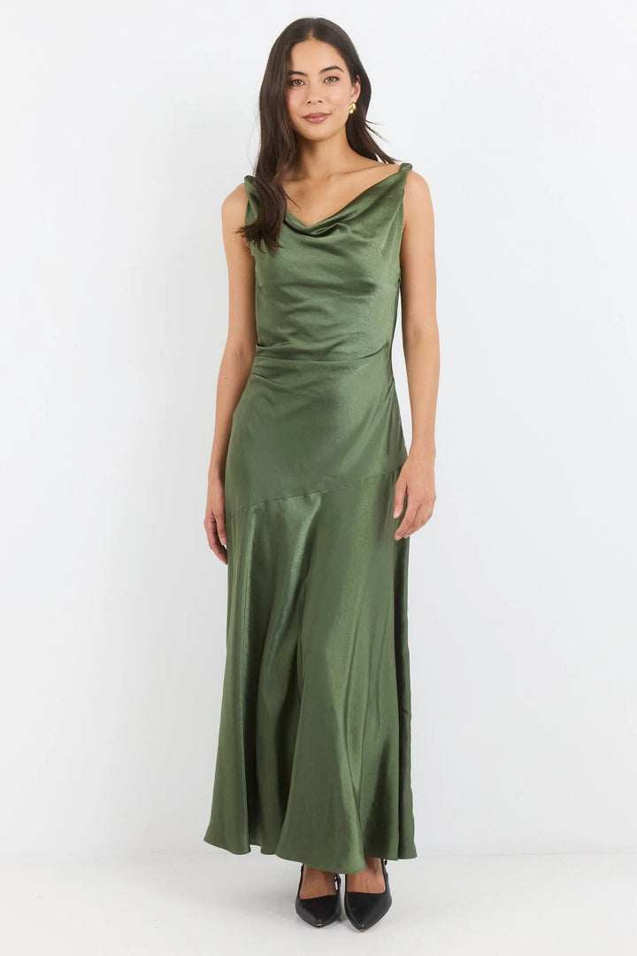 Bountiful Olive Bias Slip Maxi Dress | Georgia Zoe