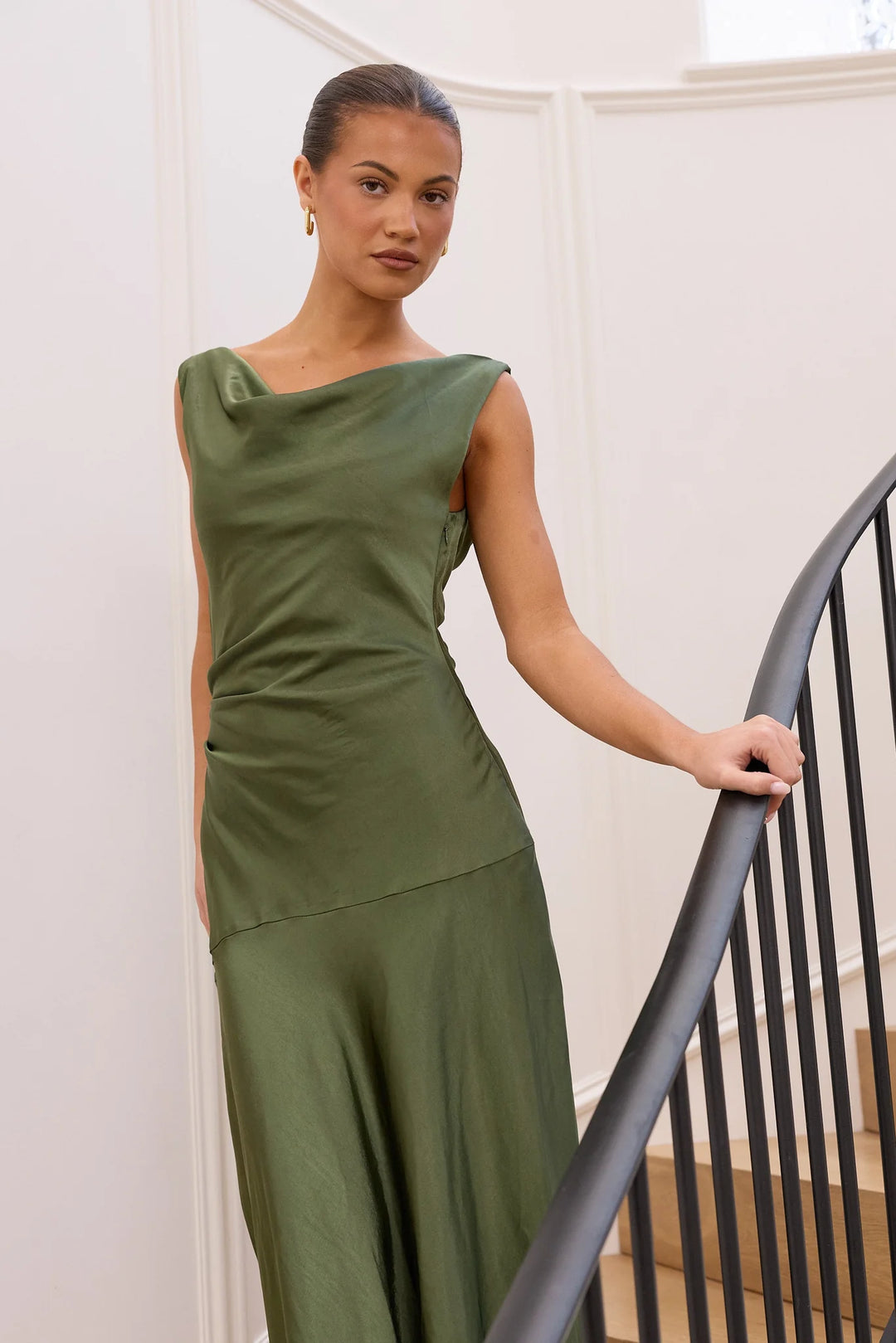 Bountiful Olive Bias Slip Maxi Dress | Georgia Zoe