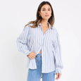 Connection Blue Stripe Drop Shoulder LS Shirt