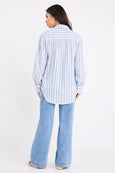 Connection Blue Stripe Drop Shoulder LS Shirt