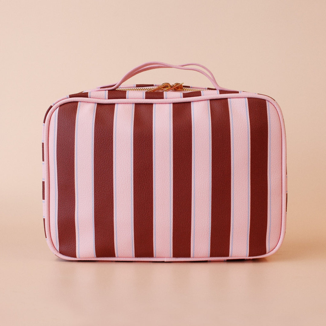Burgundy Stripe Cosmetic Bag