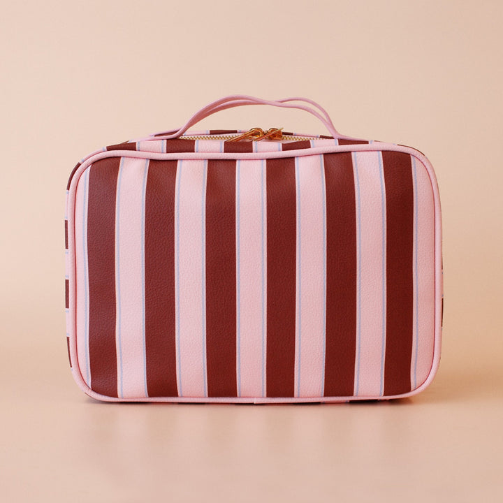 Burgundy Stripe Cosmetic Bag