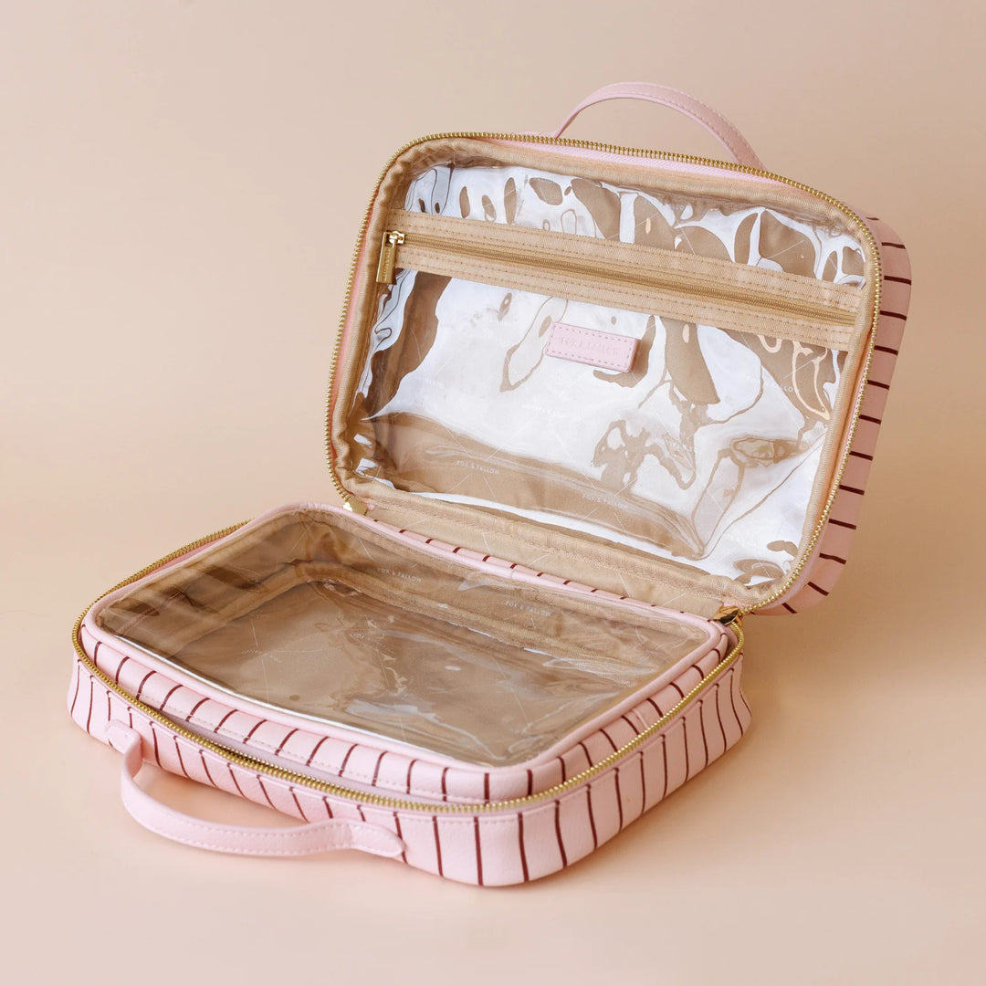 Rosé Pinstripe Cosmetic Bag