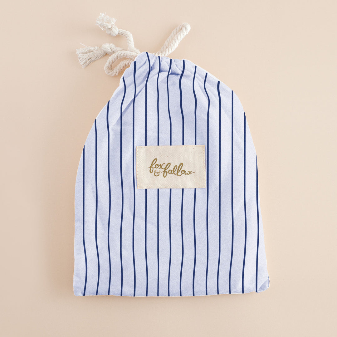 Navy Stripe Fitted Cot Sheet | Fox & Fallow