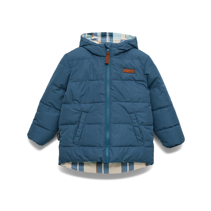 Reversible Eco Puffer - Blue Plaid