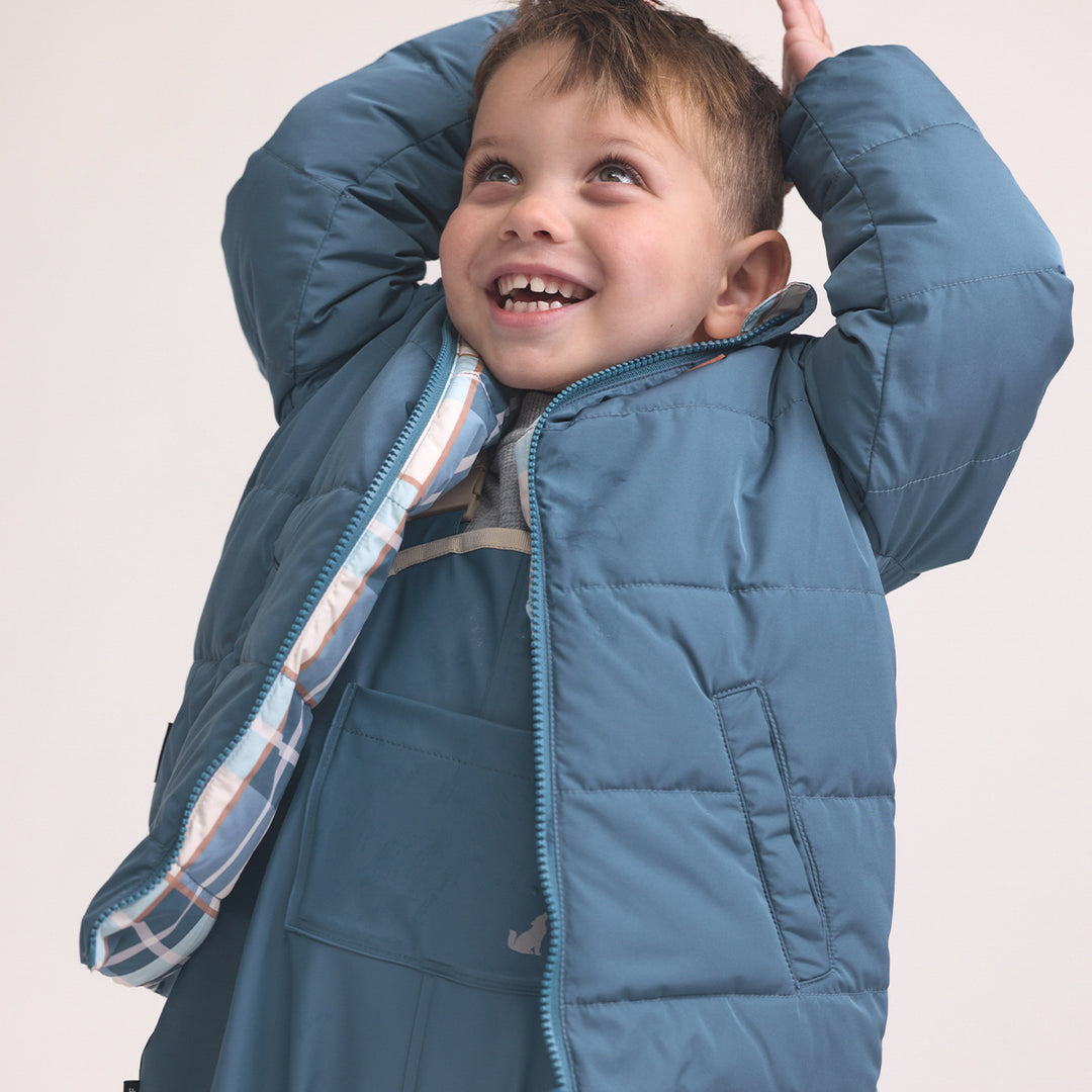 Reversible Eco Puffer - Blue Plaid