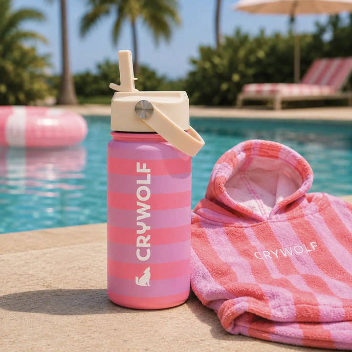 Flamingo Stripe Drink Bottle (360ml) |Crywolf