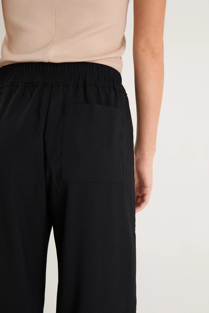 Confidant Black Side Stripe Crepe Wide Pants