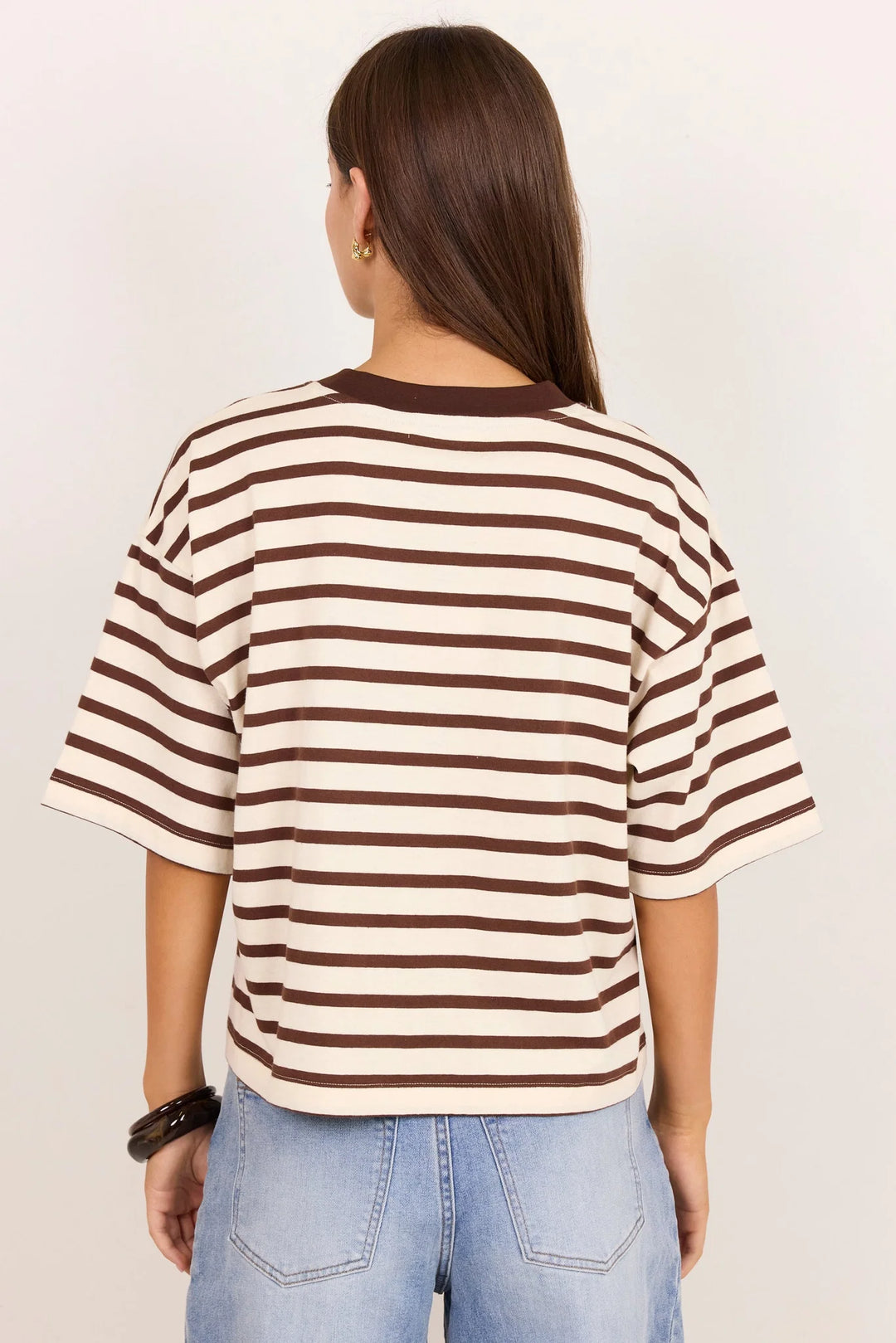 Stories Be Told Cohesion  Stripe Oversized Tee - Chocolate Vanilla
