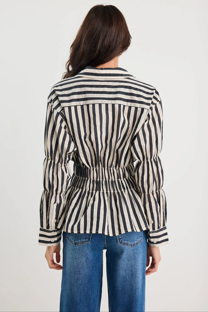 Composite Black Bone Stripe Shirred Body Shirt