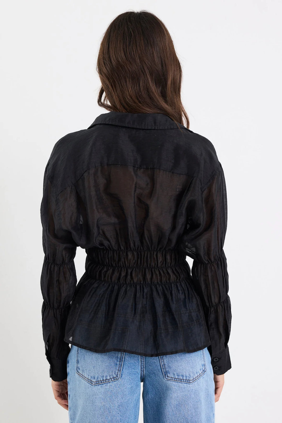 Composite Black Sheer Shirred Shirt