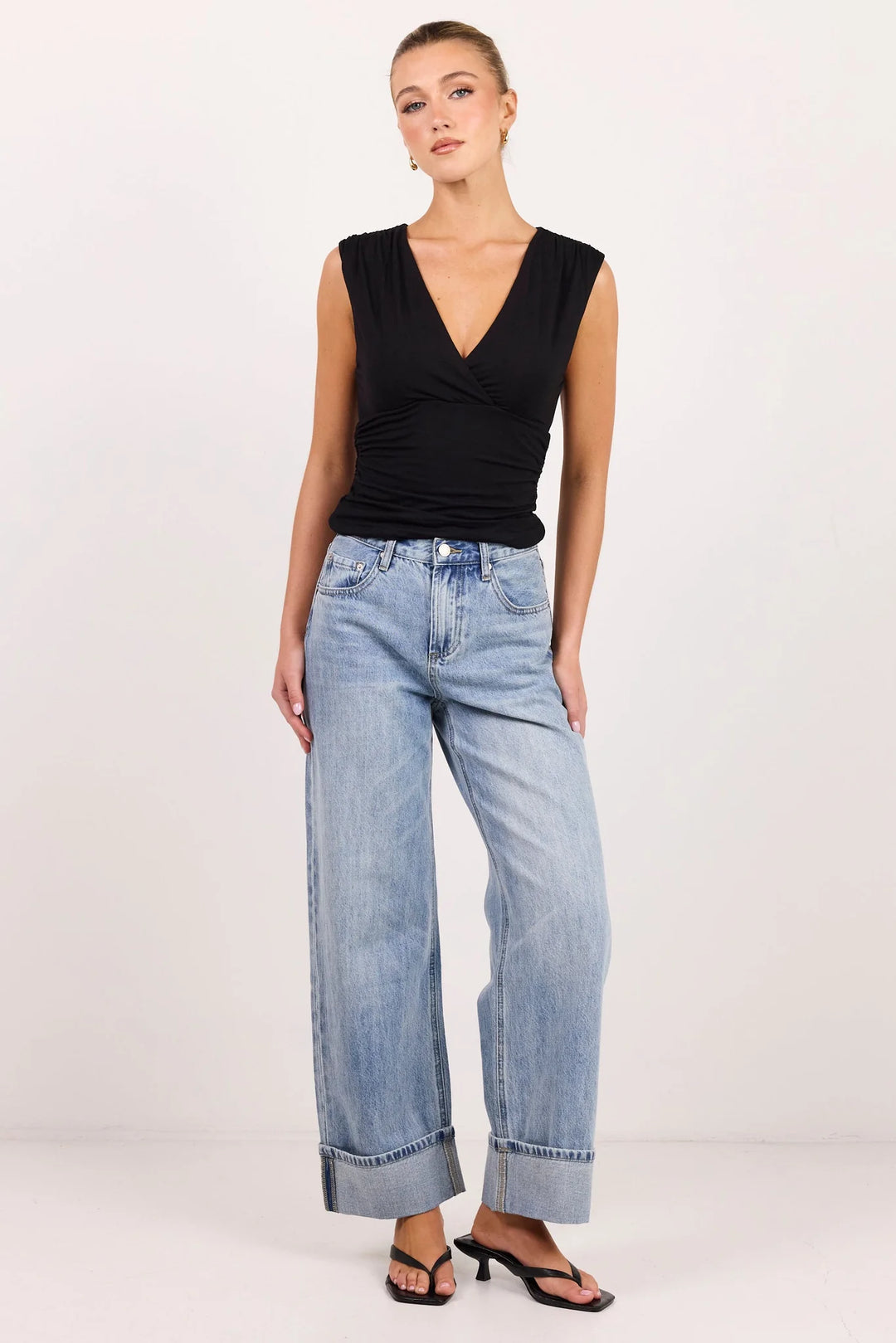 Among the Brave Emerge Washed Blue Turn-Up Straight Leg Jeans