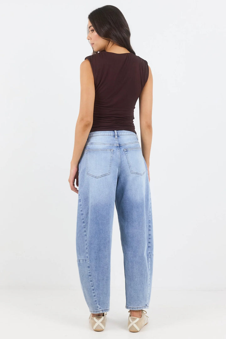 Graduate Light Blue Stretch Barrel Jeans