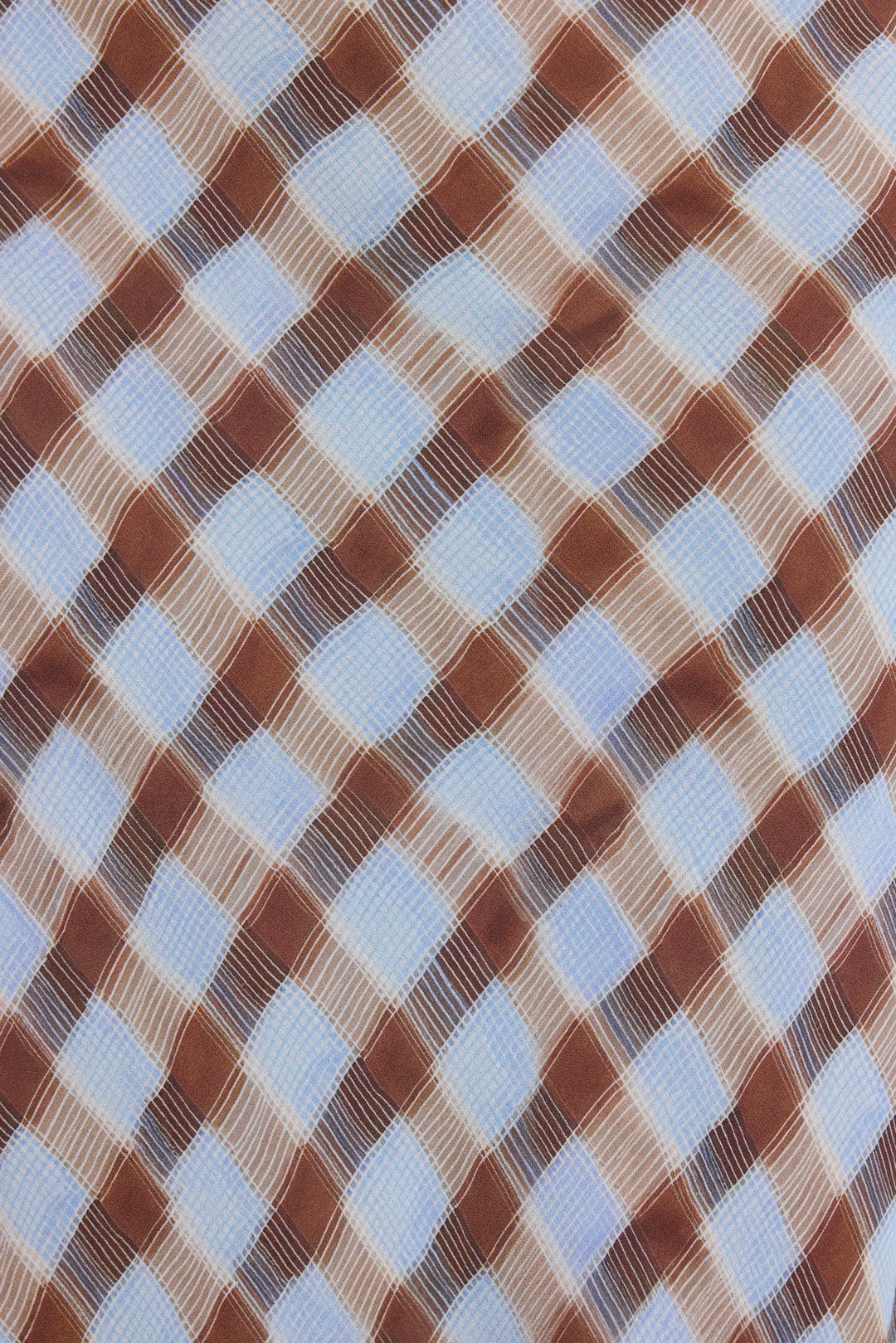 Jubilant Chocolate Ice Blue Check Georgette Pull On Bias Maxi Skirt | Georgia Zoe