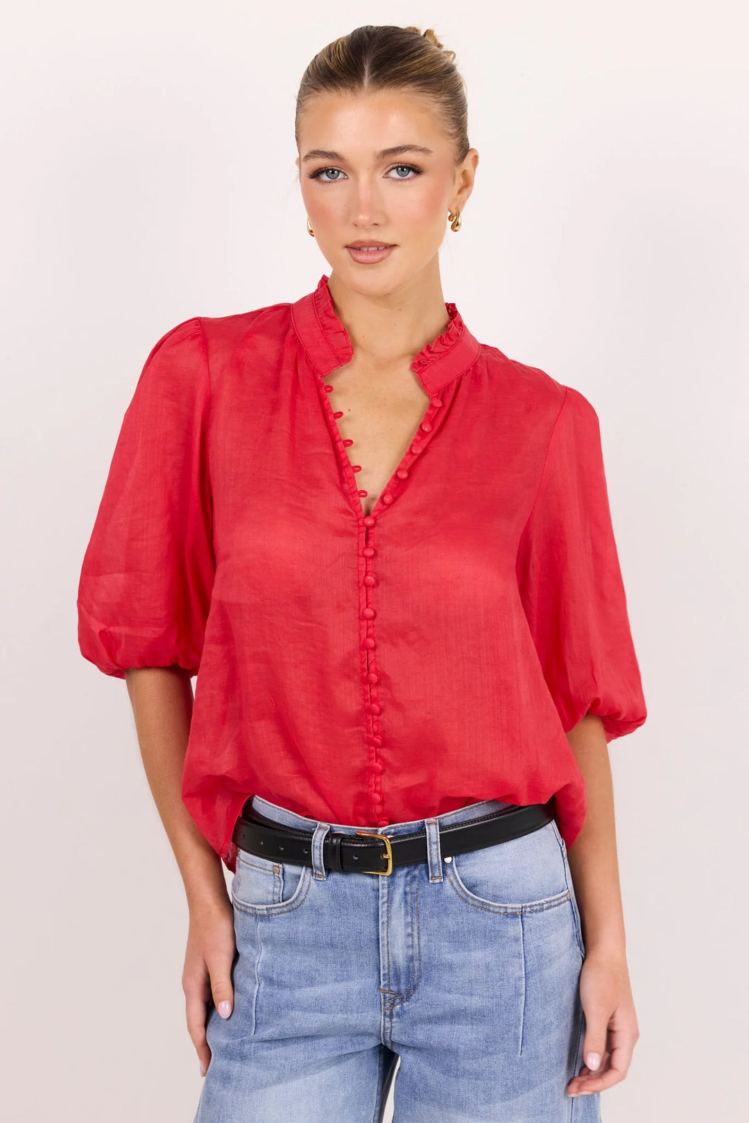 Continuance Red Ramie SS Top | Ivy + Jack