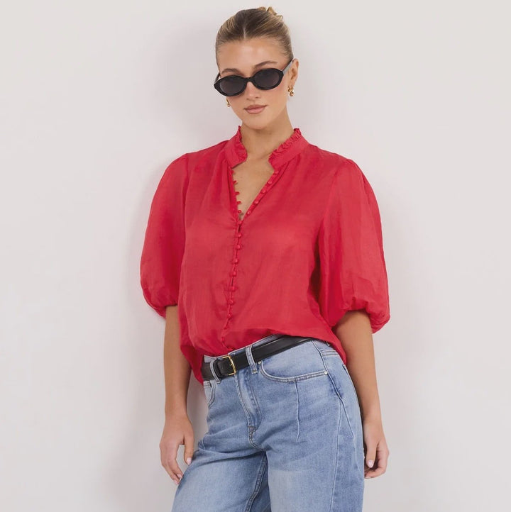 Continuance Red Ramie SS Top | Ivy + Jack