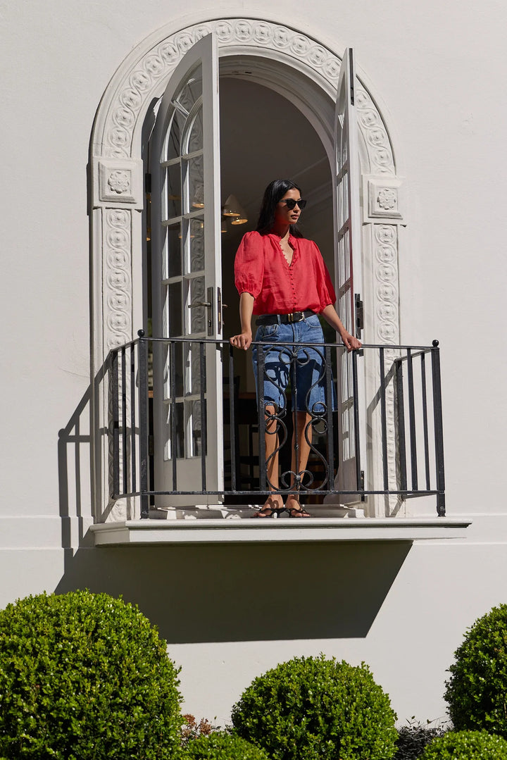 Continuance Red Ramie SS Top | Ivy + Jack