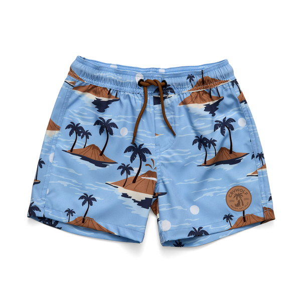 Crywolf blue lost island board shorts available from www.thecollectivenz.com