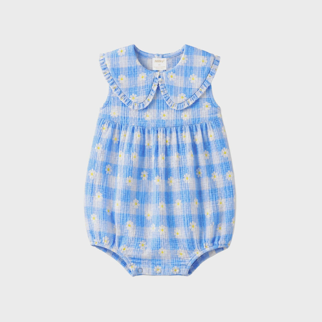 Daisy Check Playsuit | Milky