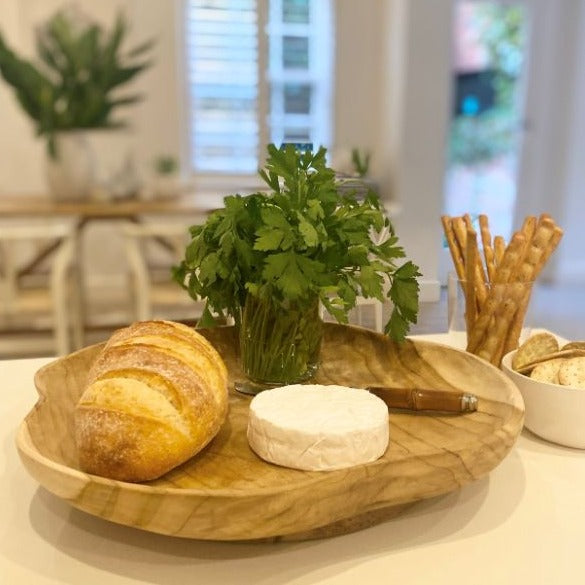 Ivory House attic teak platter available from www.thecollectivenz.com