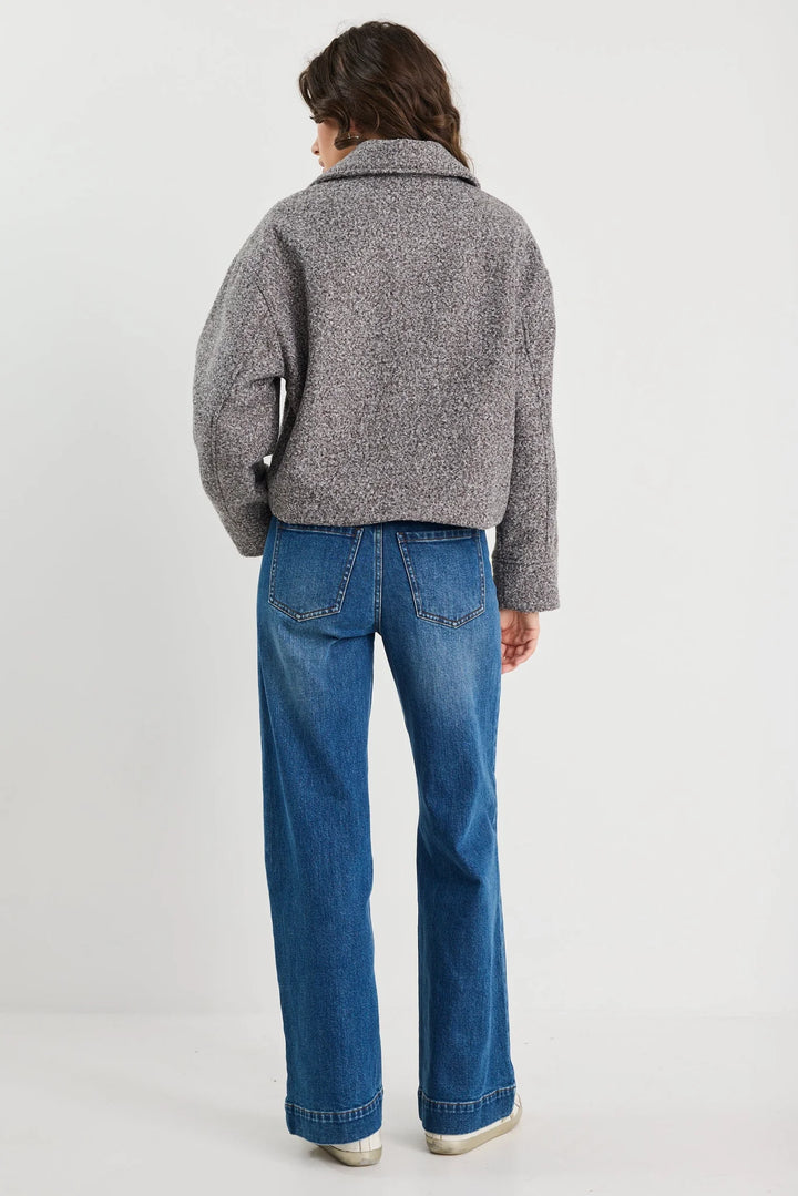 Dune Charcoal Boucle Zip Front Jacket